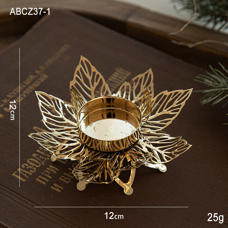 Christmas Candlestick Holder Golden Table Centerpiece