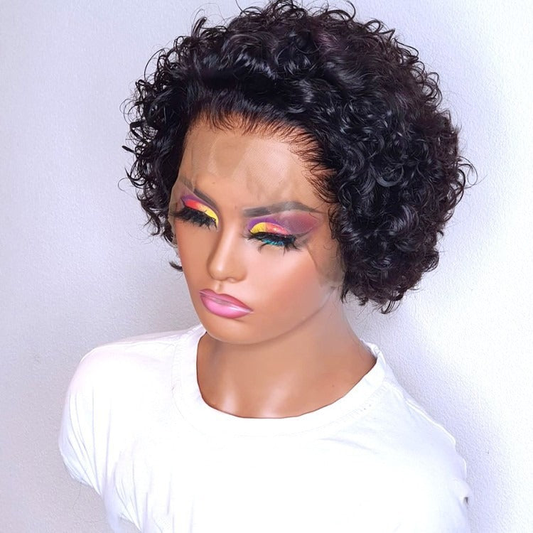 Curly Pixie Cut Lace Wig Human Hair | Natural Volume