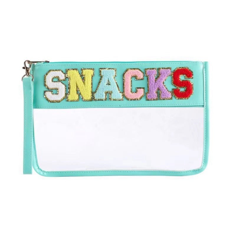 Clear PVC Makeup Pouch with Chenille Letter Patches