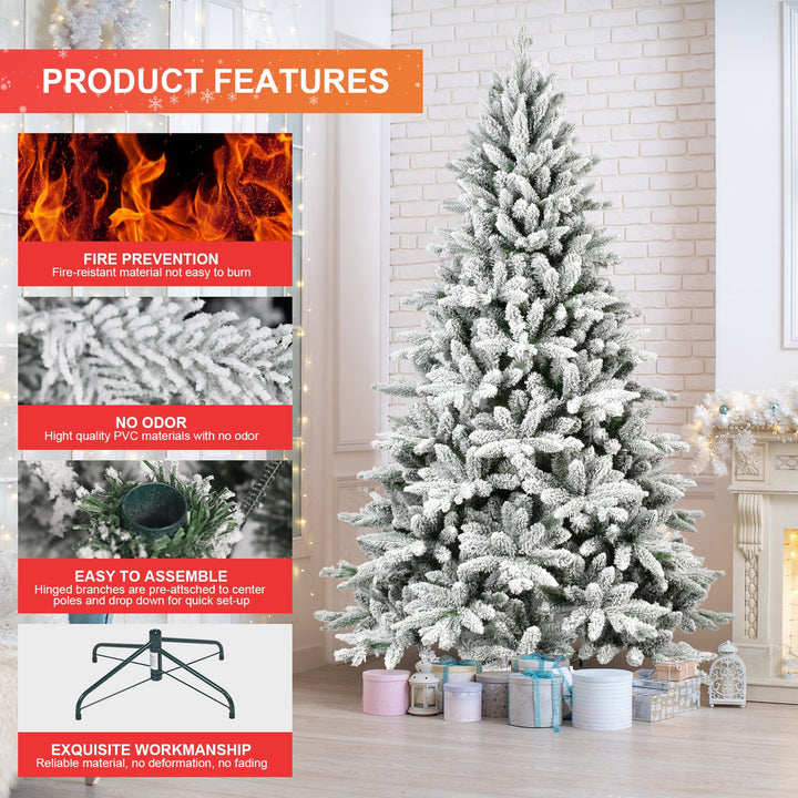 7-Foot Flocked Christmas Tree for a Snowy Holiday Display