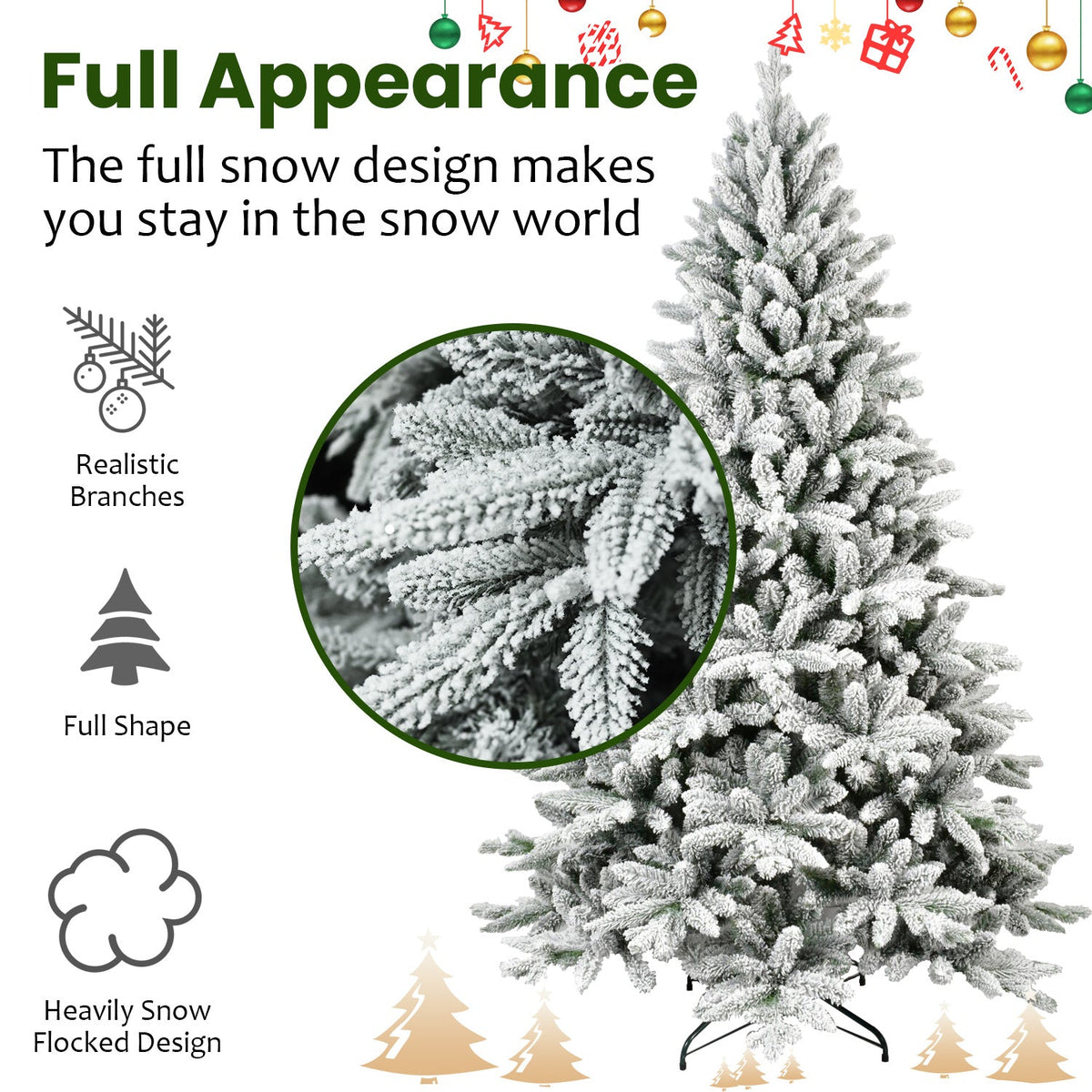 7-Foot Flocked Christmas Tree for a Snowy Holiday Display