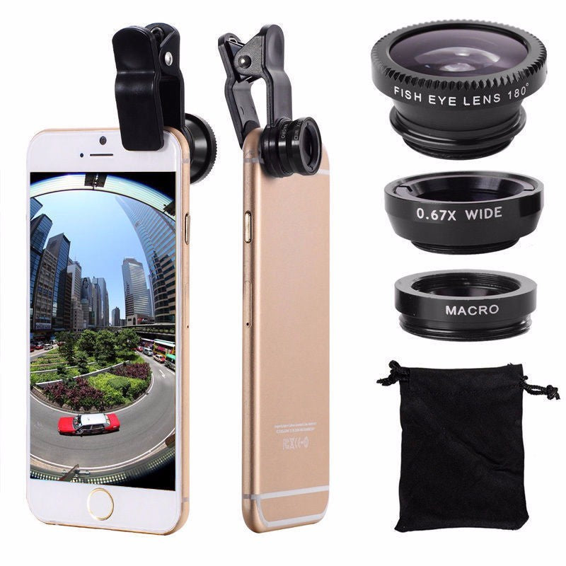 Phone Camera Lens Kit: Fisheye, Wide Angle & Macro