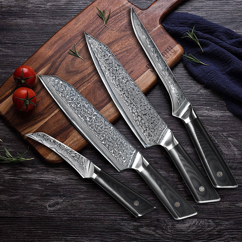 7-Piece Damascus Knife Set, VG10 Steel, Long-Lasting Edge