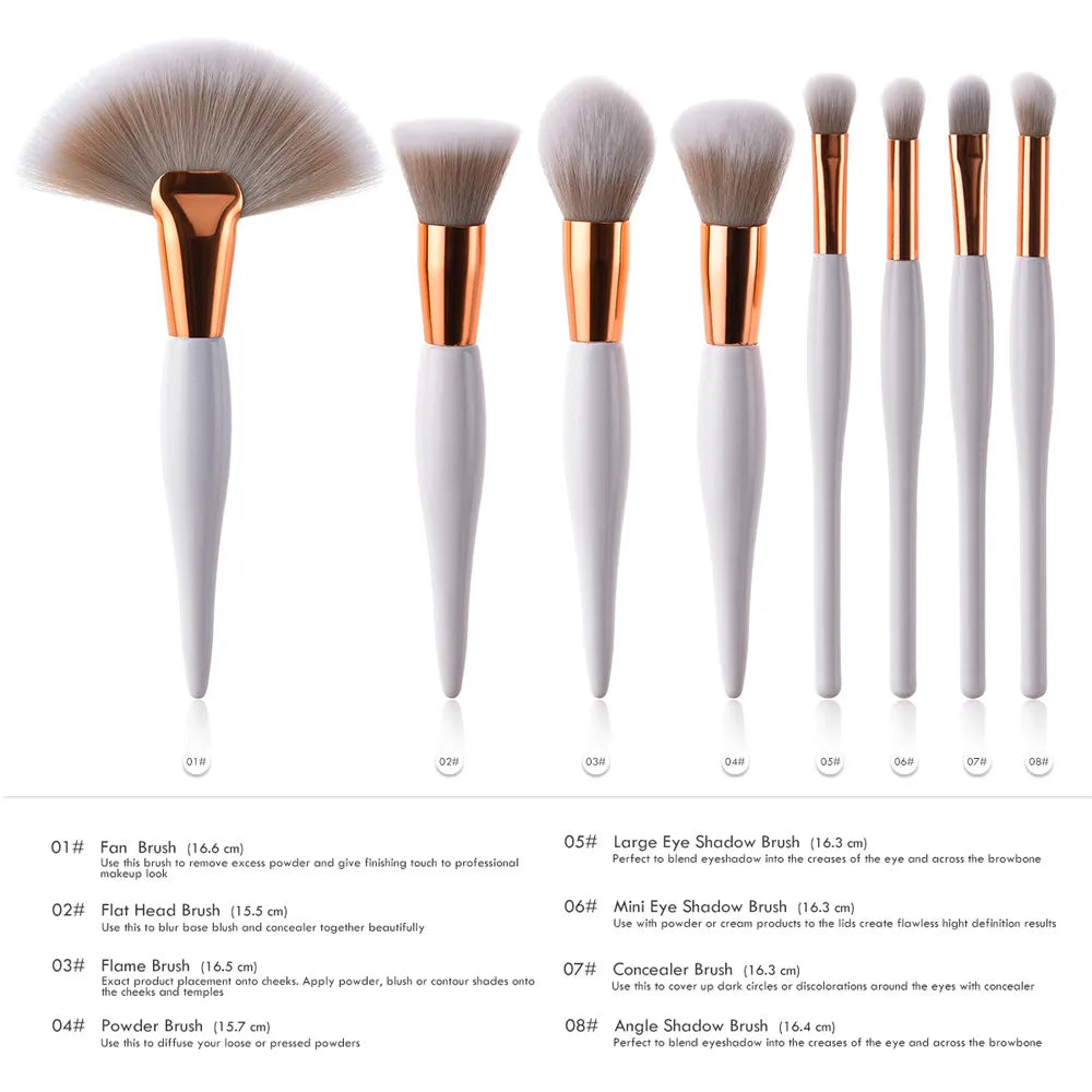 8-Piece Makeup Brush Set — Flawless Foundation to Lip