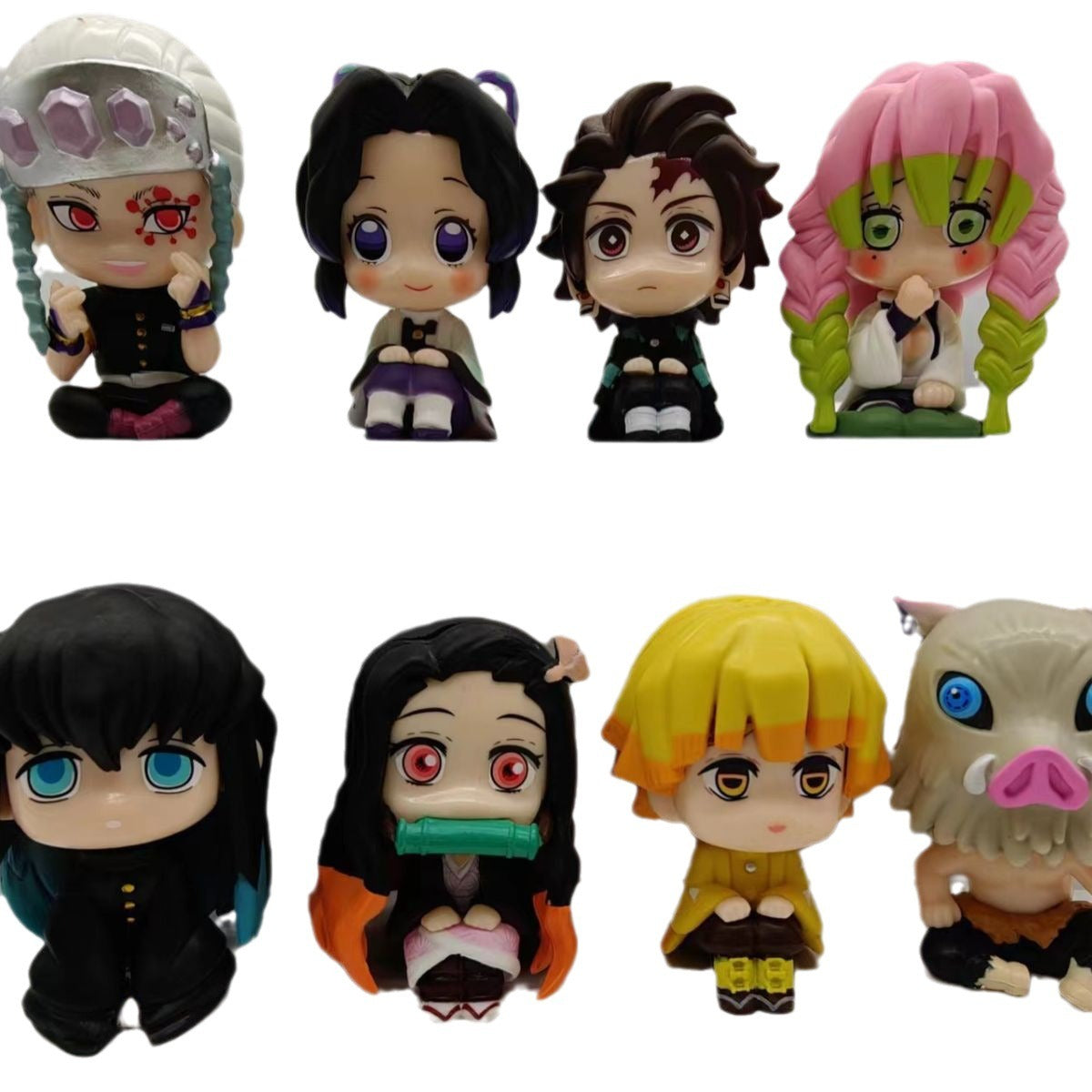 Seated Anime Figures Set of 8 Colorful Chibi Collectibles