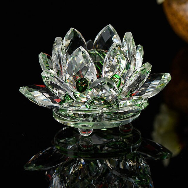 Crystal Lotus Ornament for Luminous Feng Shui Decor
