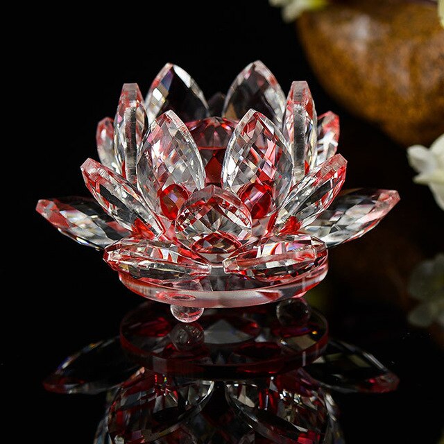 Crystal Lotus Ornament for Luminous Feng Shui Decor