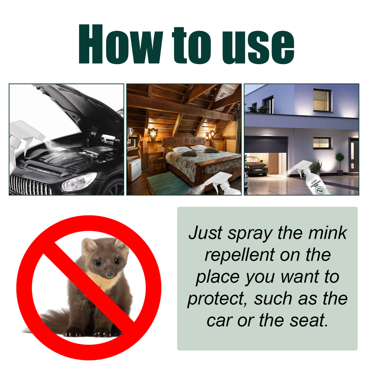 Mink Repellent Spray for Car Engine Rodent Defense