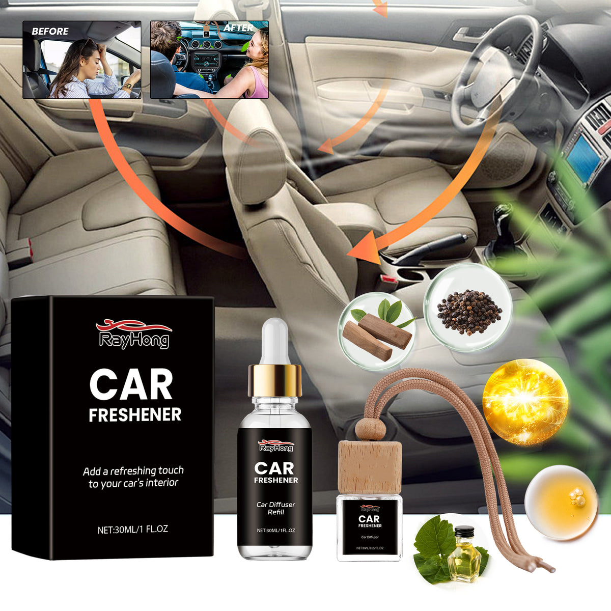 Car Air Freshener With Refillable Lasting Freshness