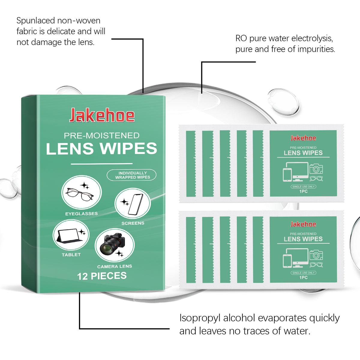 Lens Cleaning Wipes for Streak-Free Screens & Glasses