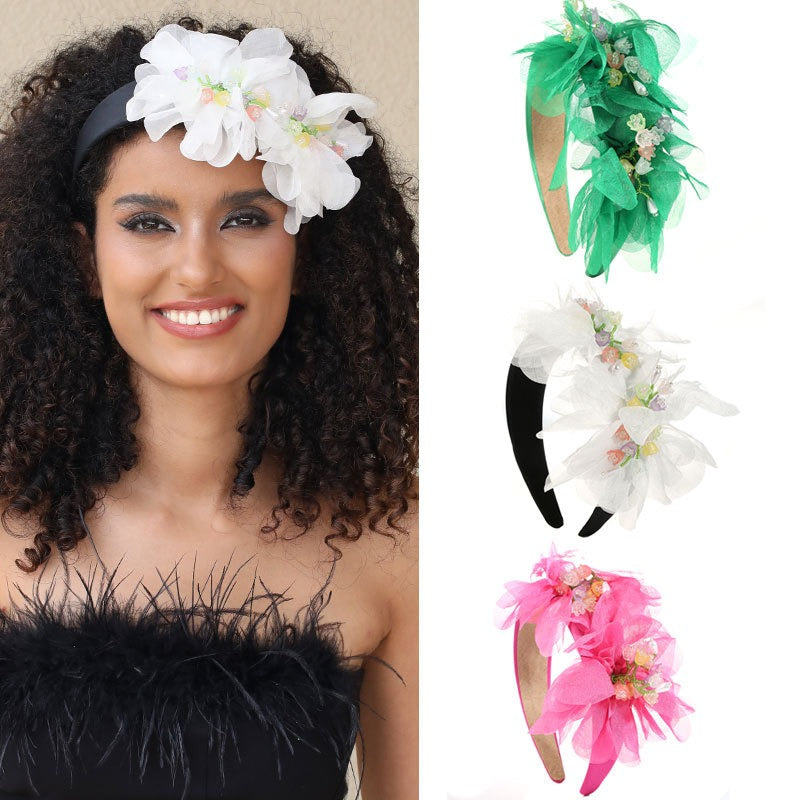 Handmade Crystal Flower Headband for Romantic Style