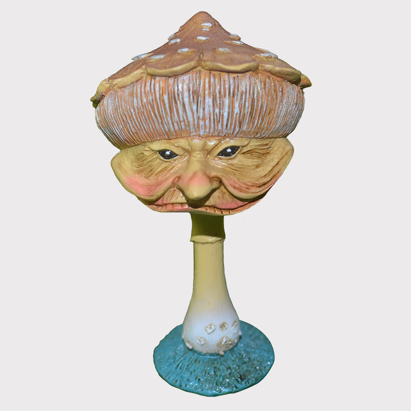Funny Mushroom Garden Statue, Hand-Painted Resin Decor