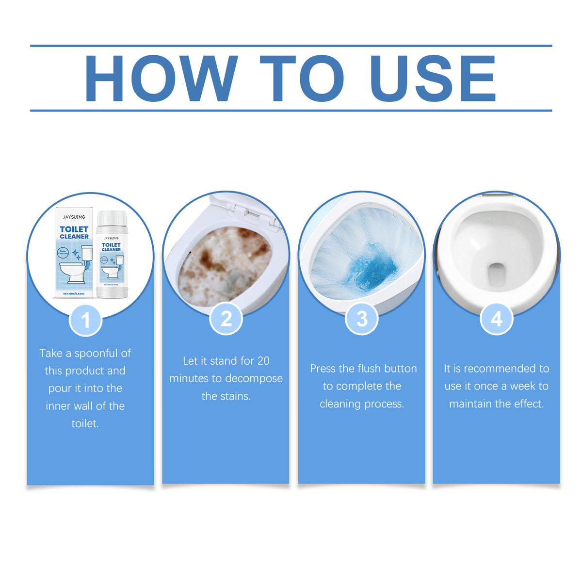 Jaysuing Toilet Cleaner Powder for Stubborn Stains