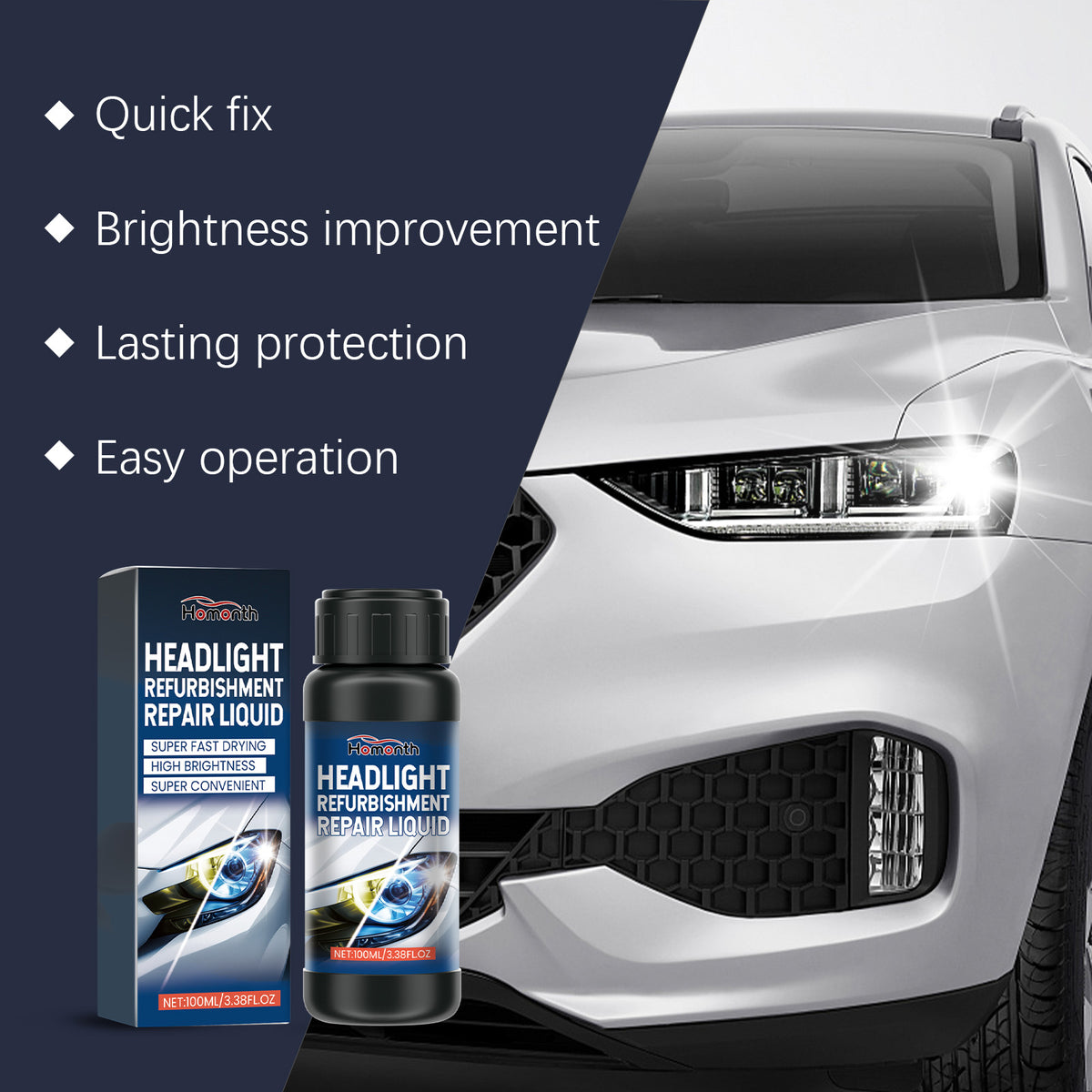 Headlight Restoration Liquid for Crystal-Clear Lenses
