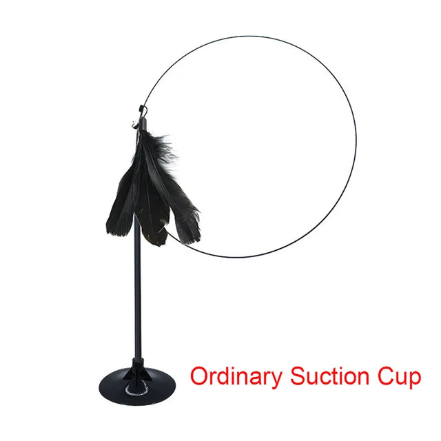 Interactive Feather Cat Toy Wand with Suction Base
