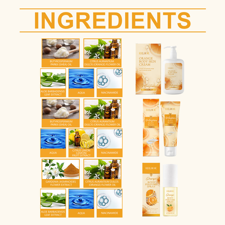 Orange Body Moisturizing Gift Set for Radiant Skin
