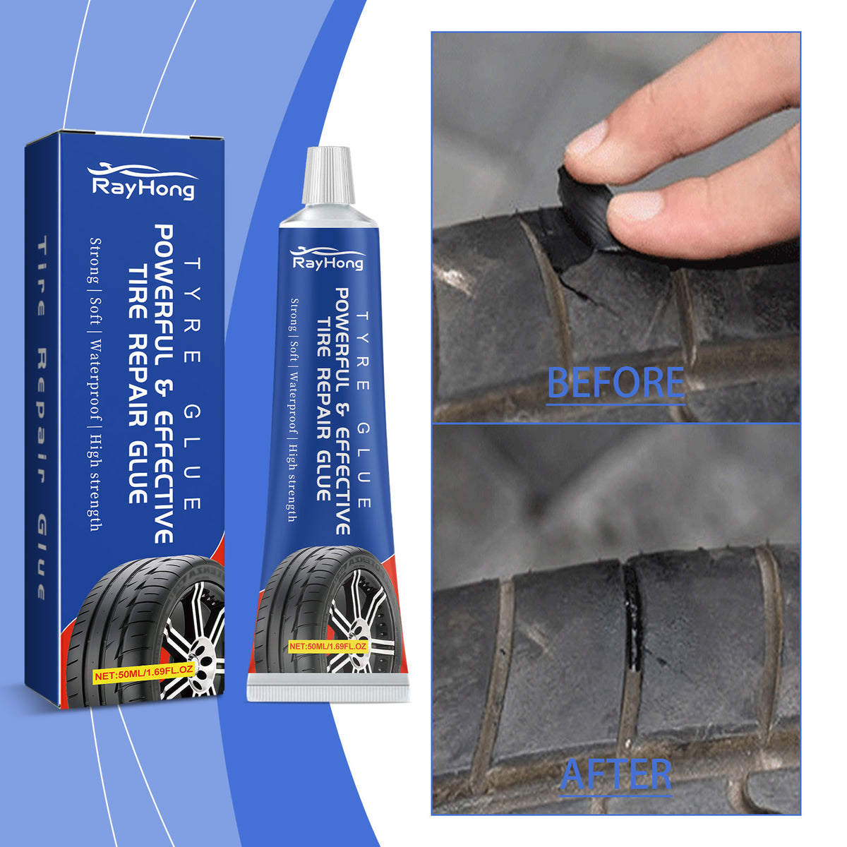 Tire Repair Glue for Surface Scuffs, Wear & Seams