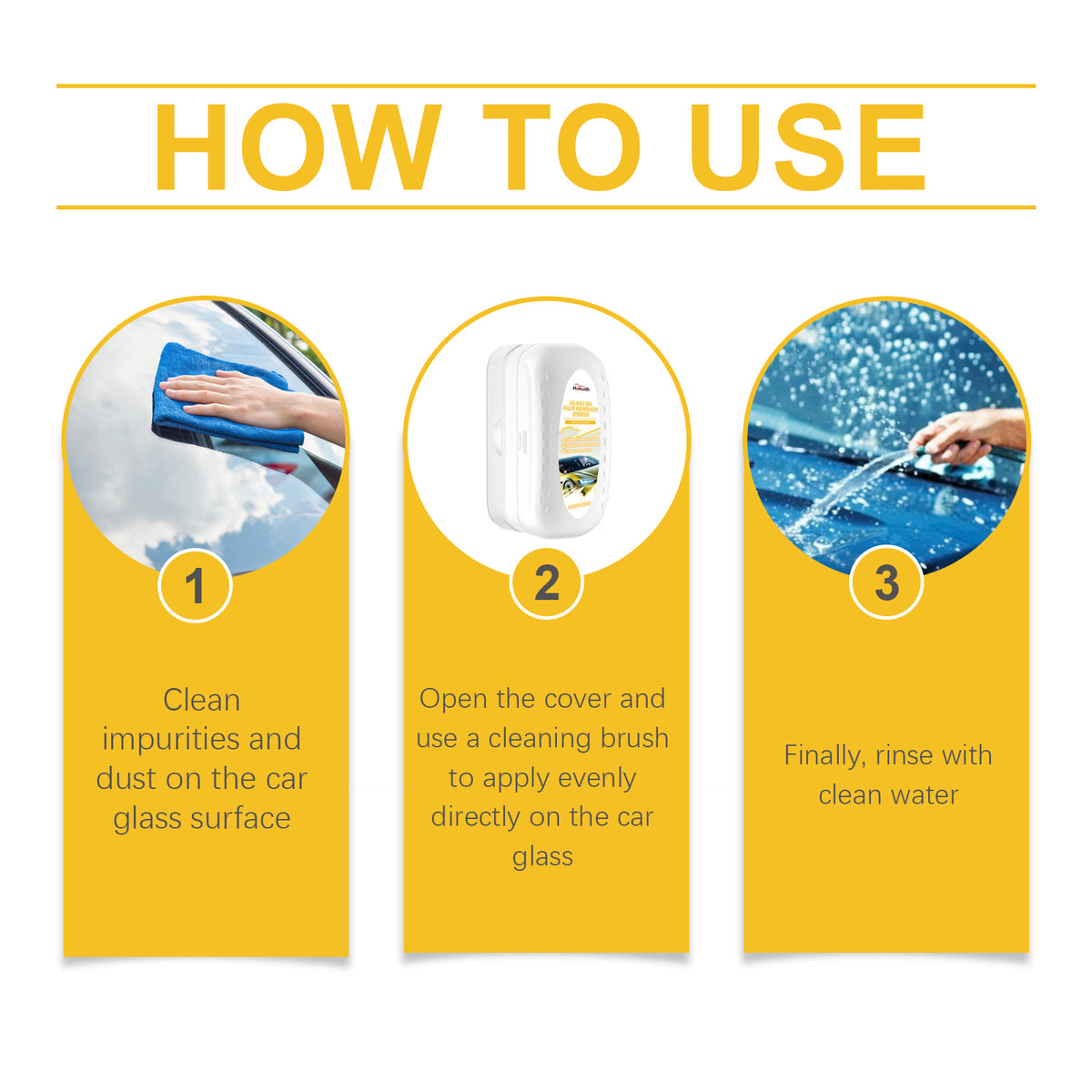 Car Glass Degreaser Brush for Clear, Trace-Free Windows