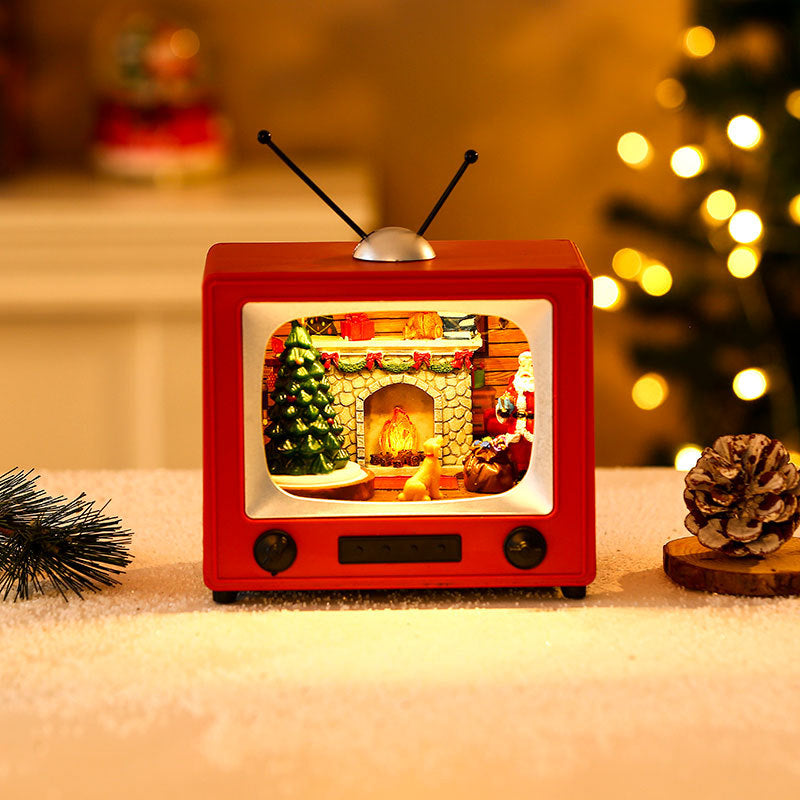 Christmas TV Ornament With Spinning Musical Display