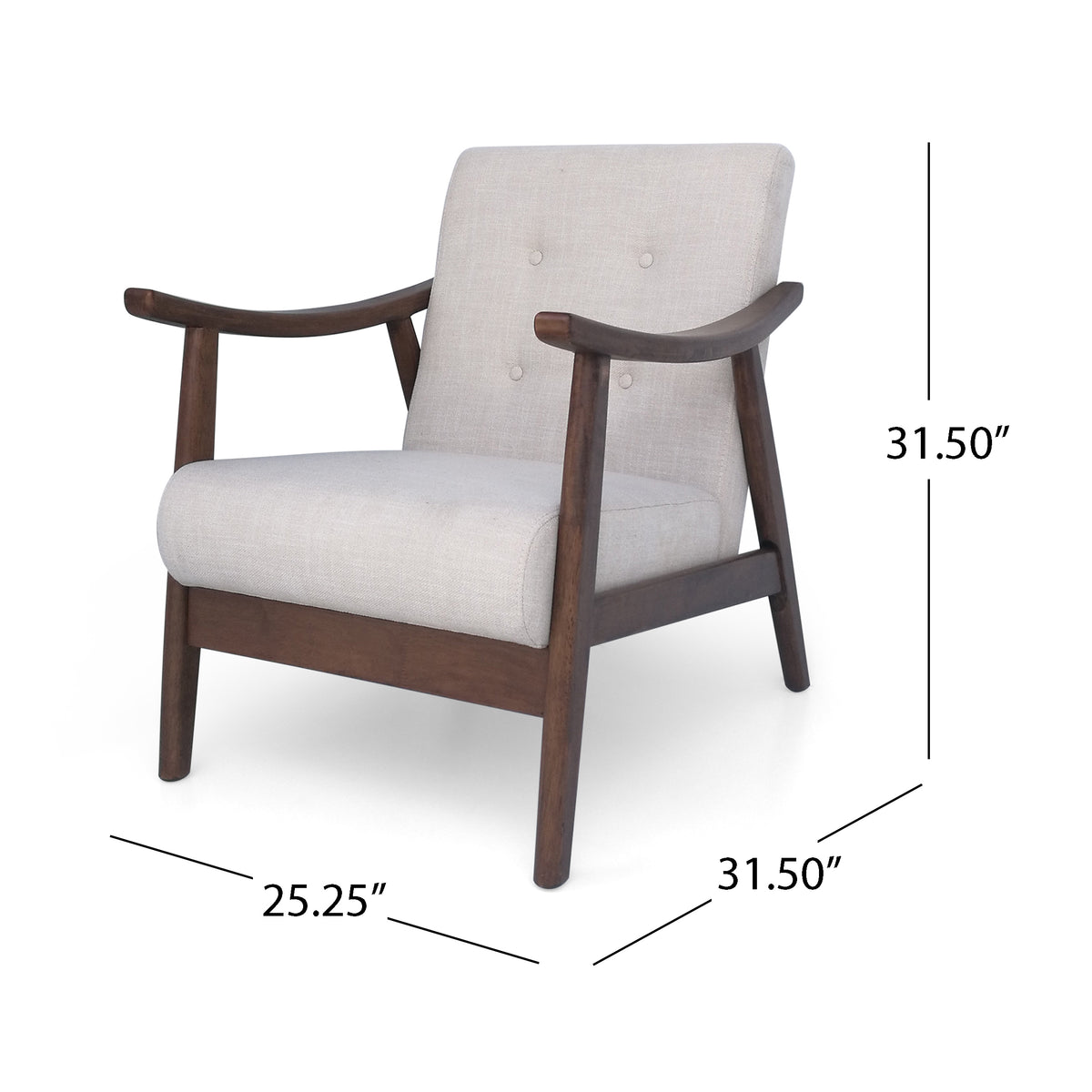 Mid-Century Tufted Linen Accent Armchair for Living Rooms