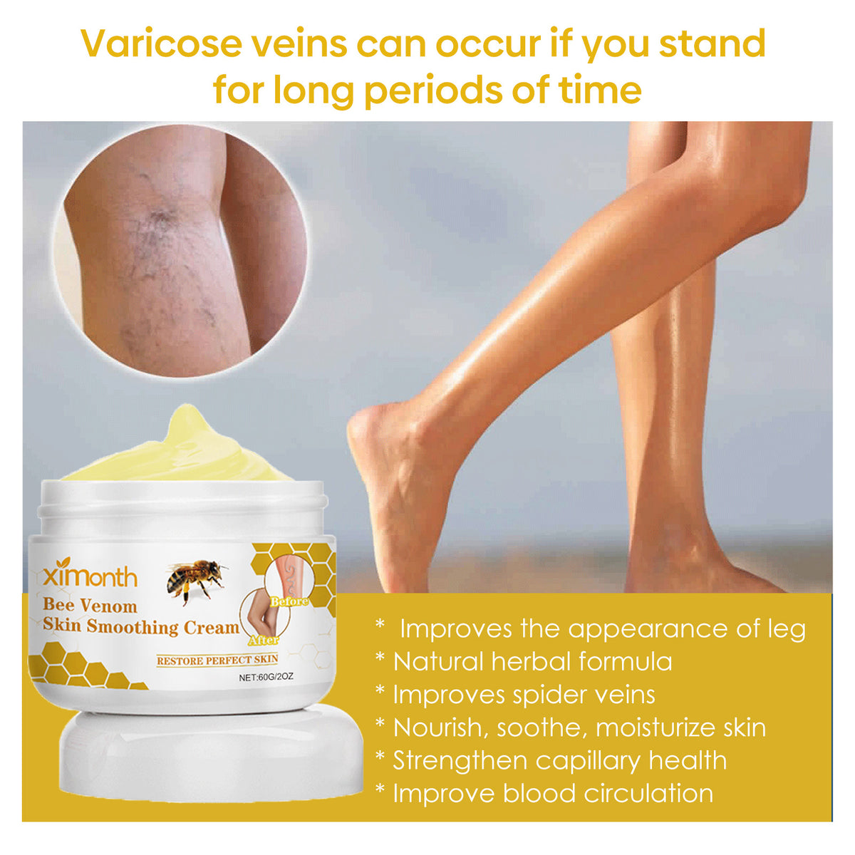Bee Venom Leg Care Cream for Smooth, Moisturized Skin