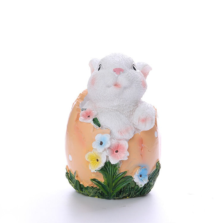Hand-Painted Easter Bunny Resin Statue for Spring Decor