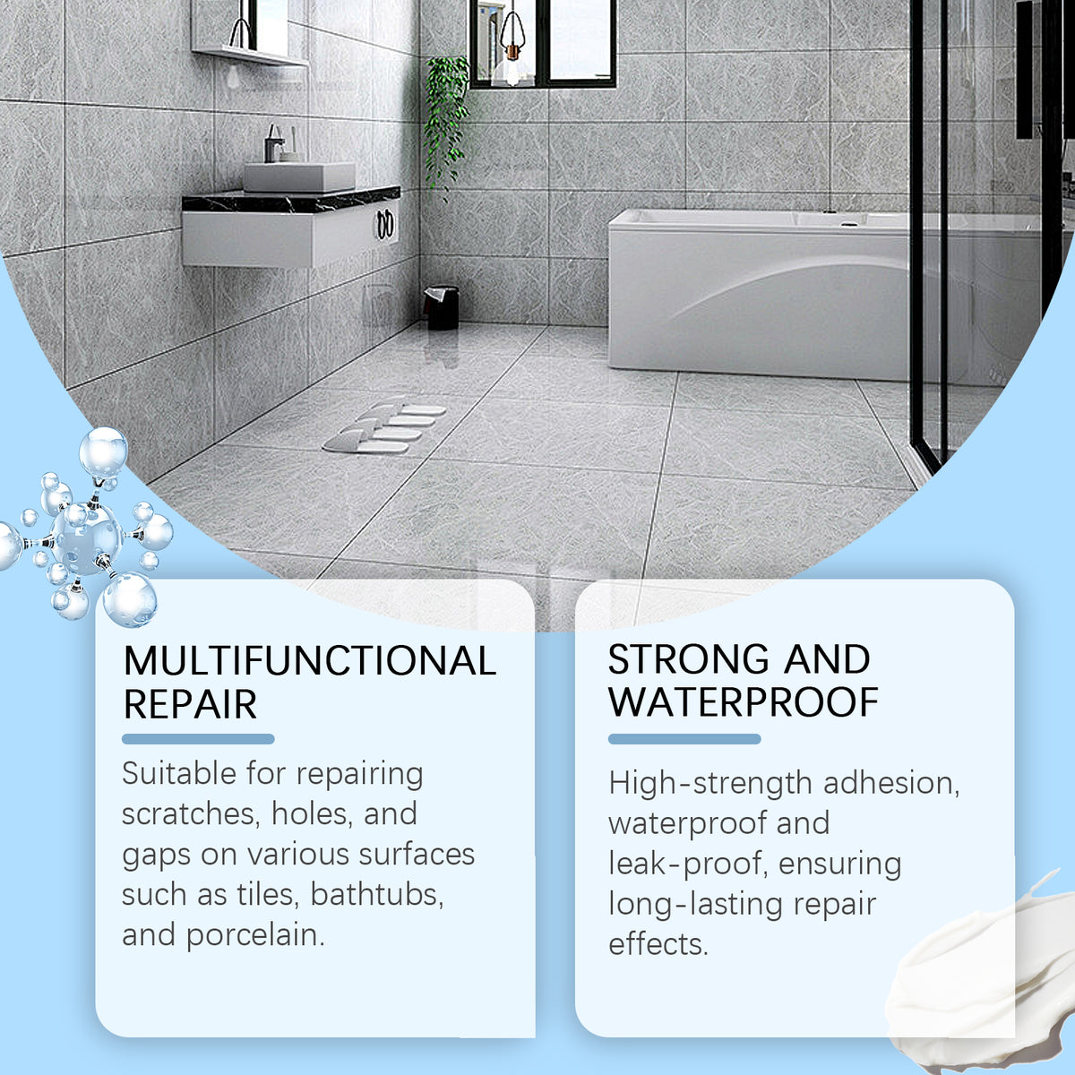 Tile Repair Glue for Waterproof Crack and Gap Sealing