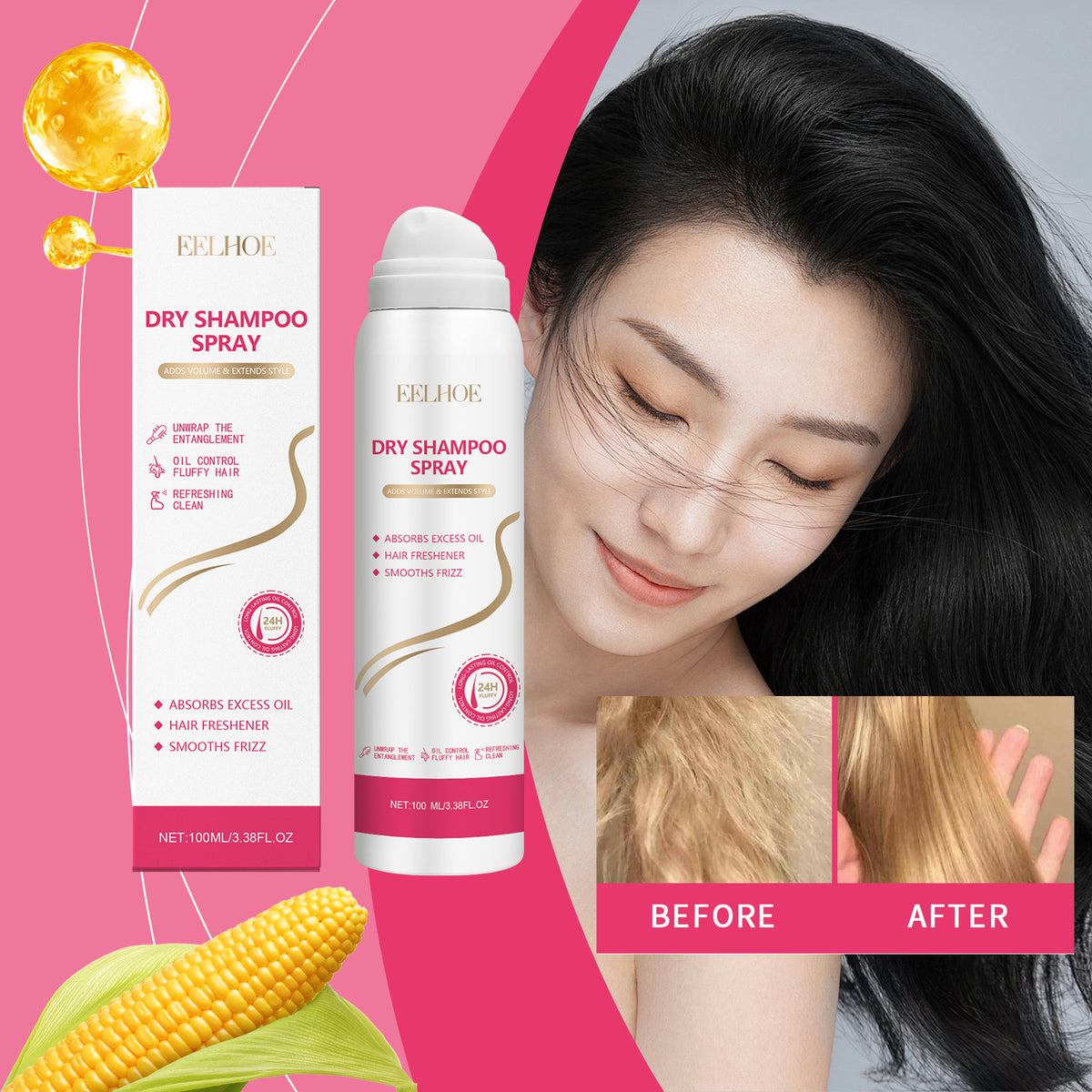 Dry Shampoo Spray for 24H Fresh, Smooth Hair All Day