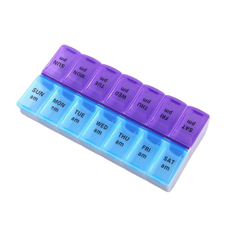 Weekly Travel Pill Organizer with 14 AM PM Compartments