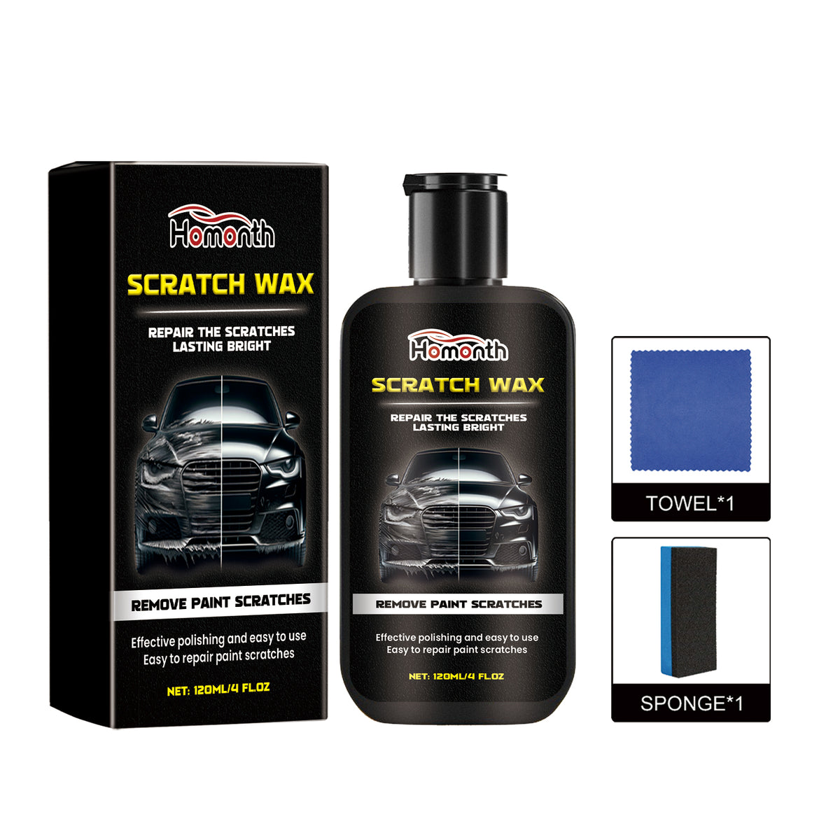 Car Scratch Repair Wax for Surface Paint Marks, 120ml