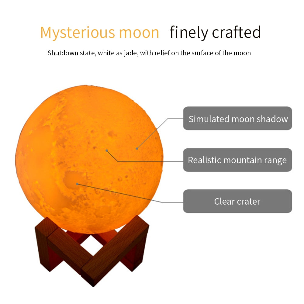 3D Moon Lamp Humidifier with Night Light, 880ml Tank
