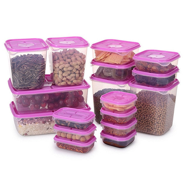 17-Piece Clear Food Storage Container Set with Snap Lids