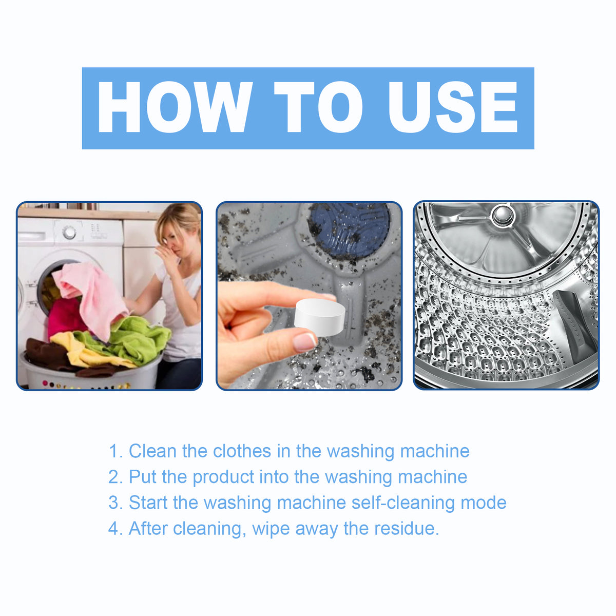 Washing Machine Cleaning Tablets for Deep Odor Removal