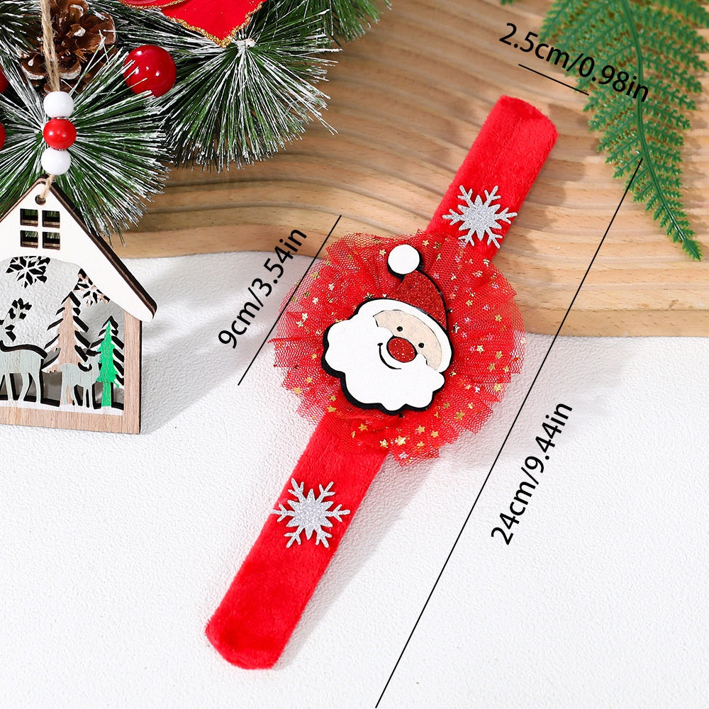 Christmas Plush Bracelet With Reindeer Holiday Charm