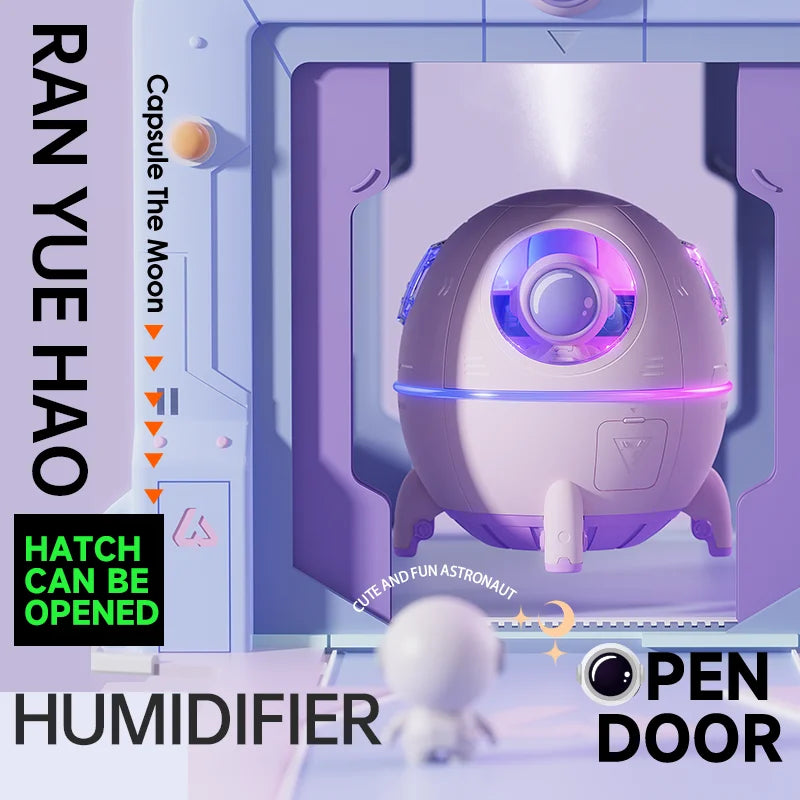 Astronaut Capsule Humidifier with Colorful LED Glow