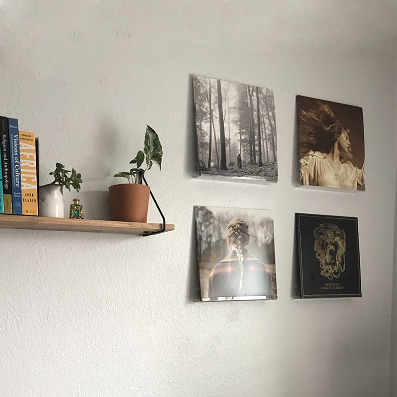 Floating Clear Acrylic Record Shelf for Wall Display