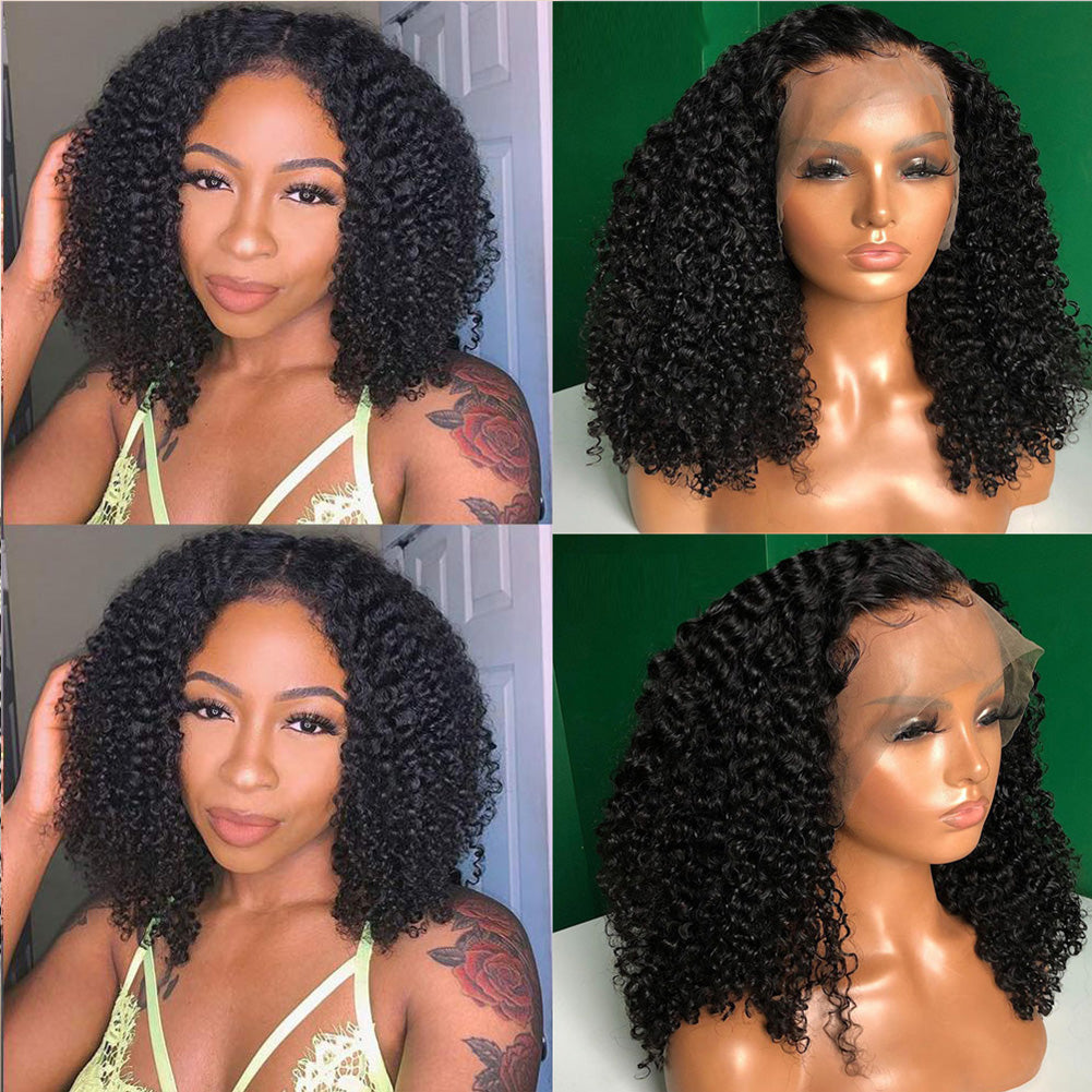 Curly Bob Front Lace Wig With Natural Hairline