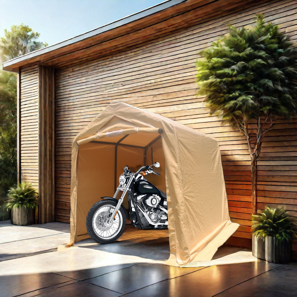 Portable Outdoor Storage Shelter 7x8 ft with Zipper Doors