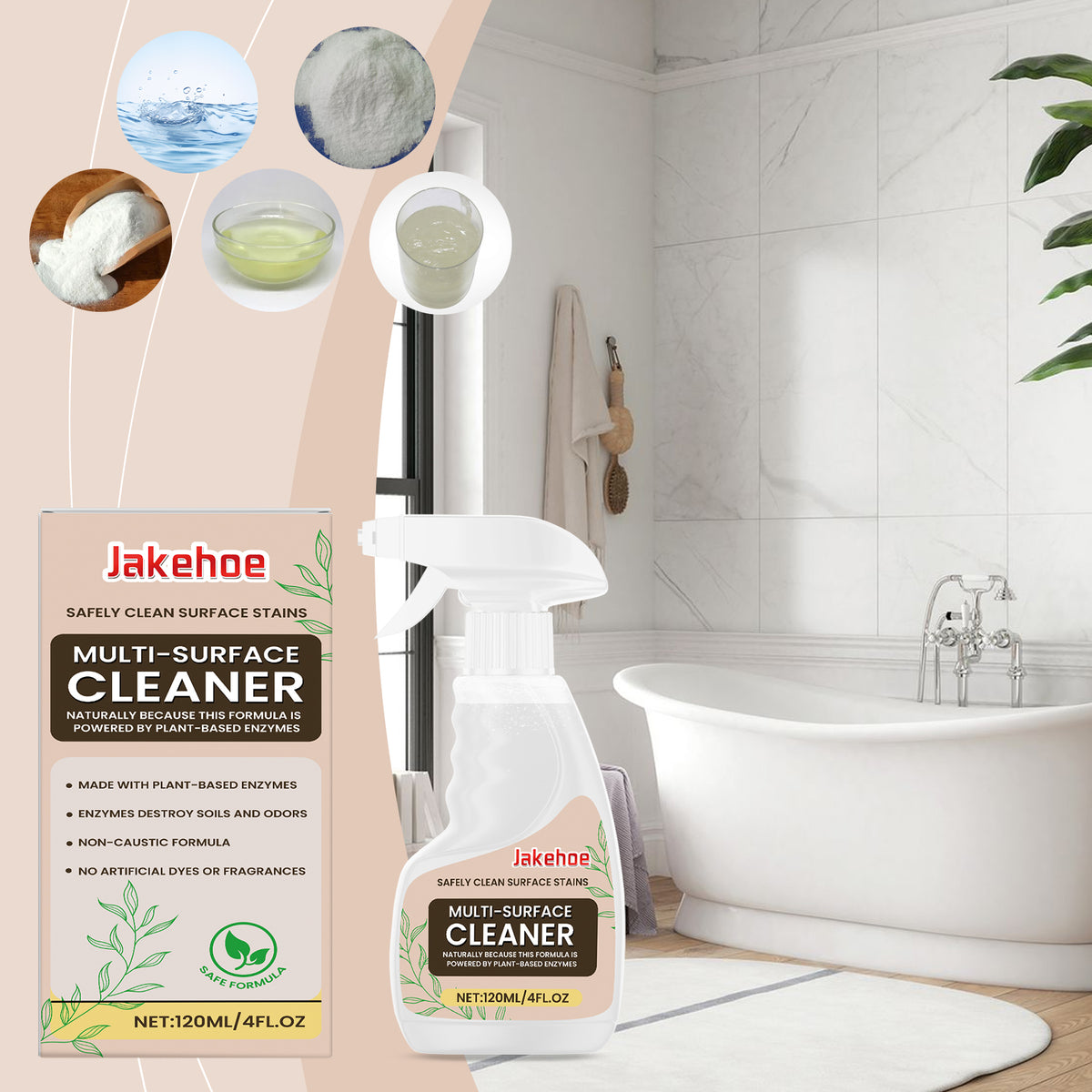 Multi-Surface Cleaner Spray for Kitchen Grease & Odors