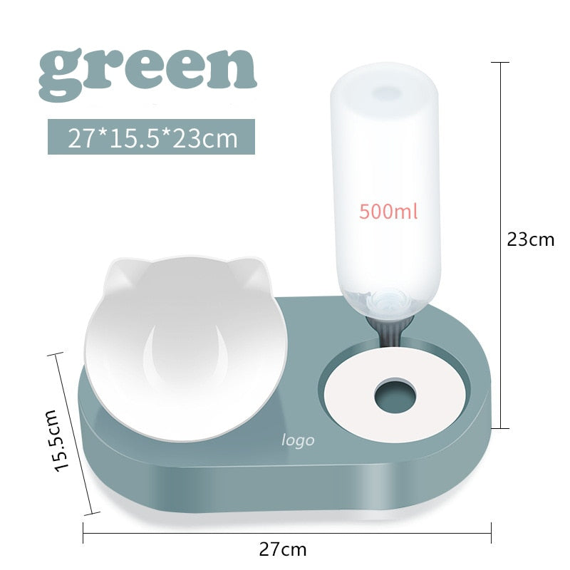 2-in-1 Cat Bowl Water Dispenser for Cats & Small Dogs