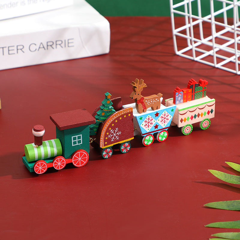 Wooden Christmas Train Decoration for Festive Tables