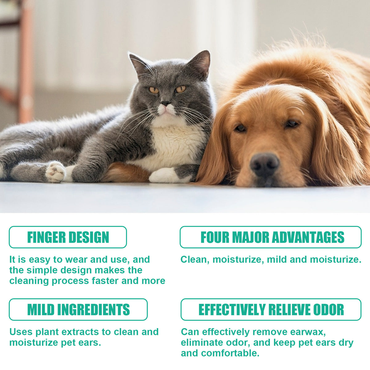 Pet Ear Cleaner Finger Wipes for Gentle Ear Grooming