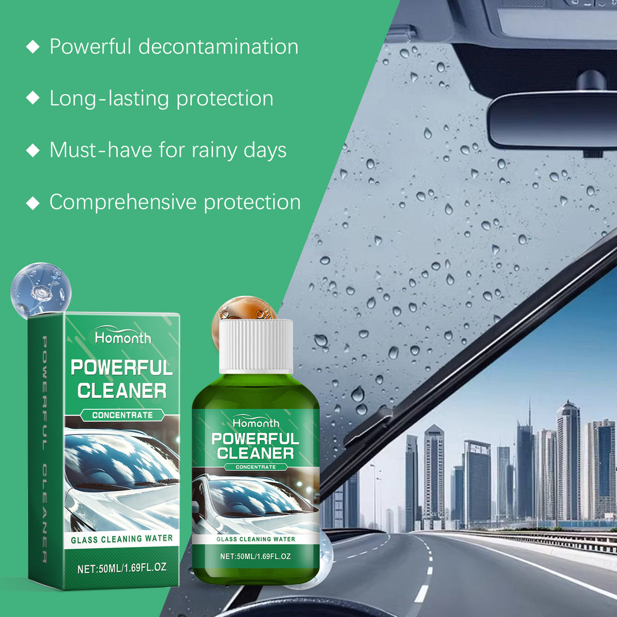 Car Glass Cleaner for Clearer, Fog-Reduced Visibility