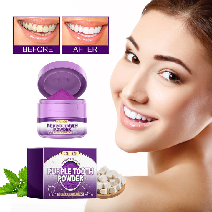 Purple Tooth Powder for Yellow-Looking Teeth Care