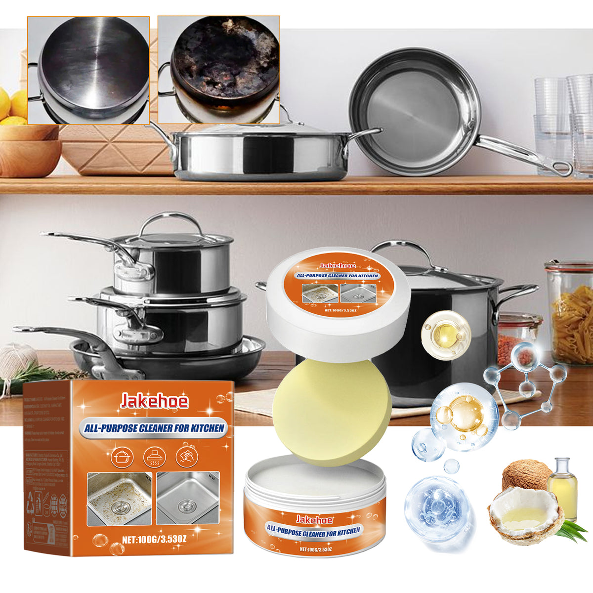Kitchen Cleaning Cream — Removes Grease, Rust & Burnt Grime