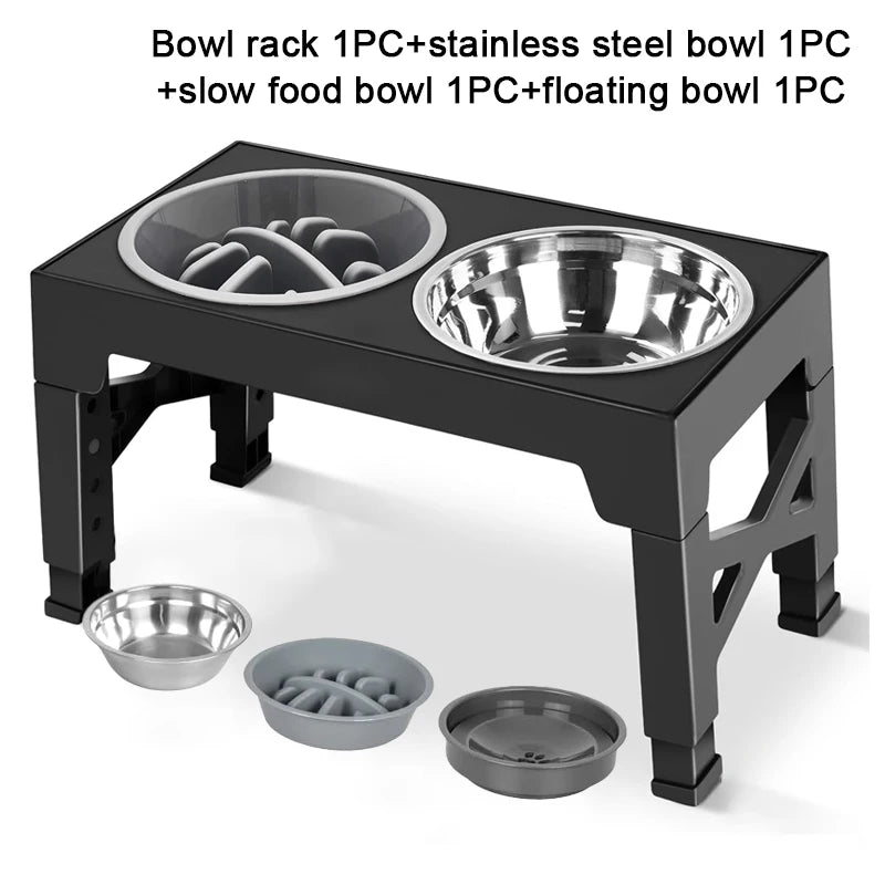 Elevated Dog Feeder with Adjustable Slow-Feed Bowl