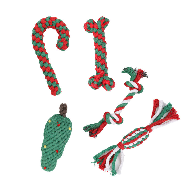 Dog Christmas Rope Toys for Festive Chew & Tug Play