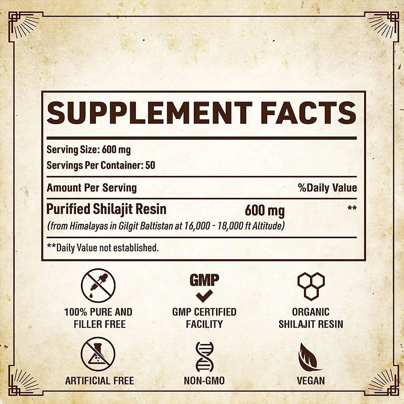 Shilajit Resin — 600mg Pure Himalayan Mineral Support