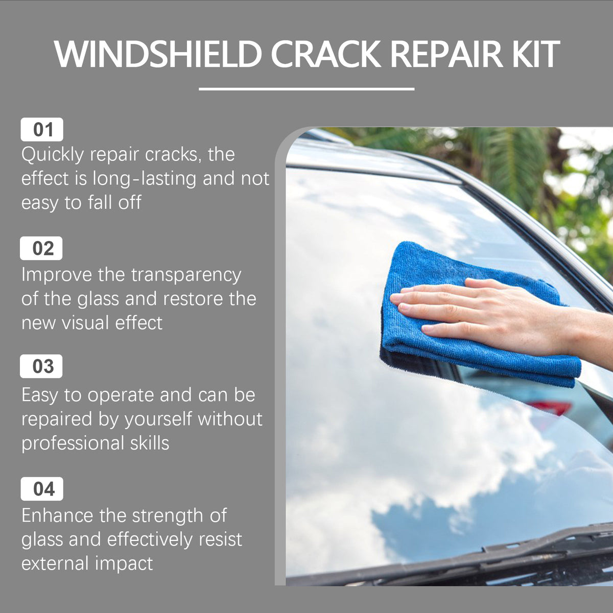 Windshield Crack Repair Kit for Clearer Glass DIY Solution