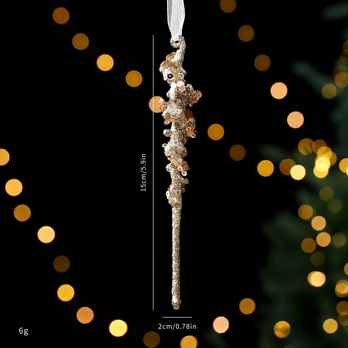 Christmas Tree Ornaments Champagne Gold Sparkling Decor